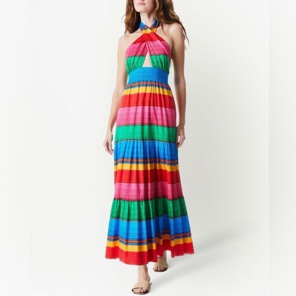 NWT - Alice + Olivia Lyndon Halterneck Maxi Dress - Size 4 - Picture 1 of 14